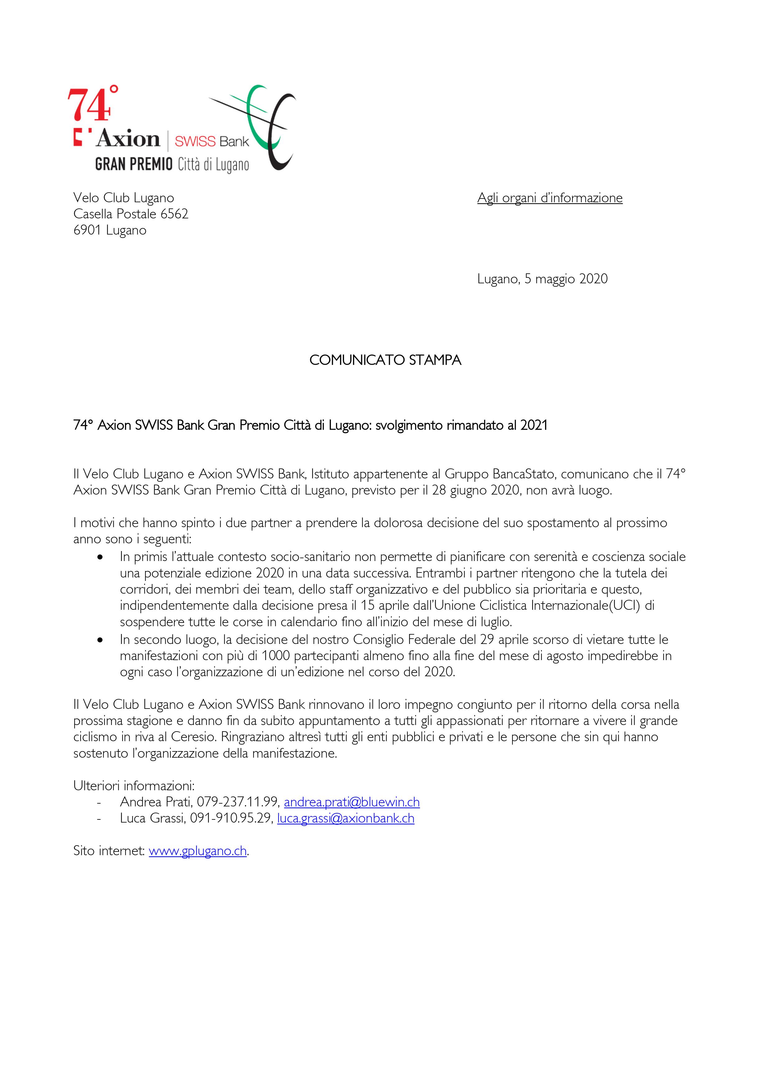 Annullamento GP Lugano